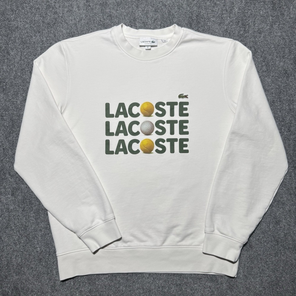 Lacoste Pique Sweater Pullover Tennis Golf Sweatshirt Classic Fit Men Size 5/L‎